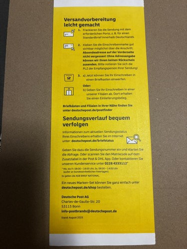Deutsche post einschreiben - deutsche,